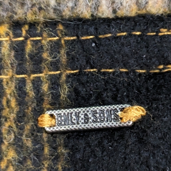 Only & Sons Mens XL Black & Yellow Over shirt/Plaid Jacket With Metal Buttons - Picture 4 of 7